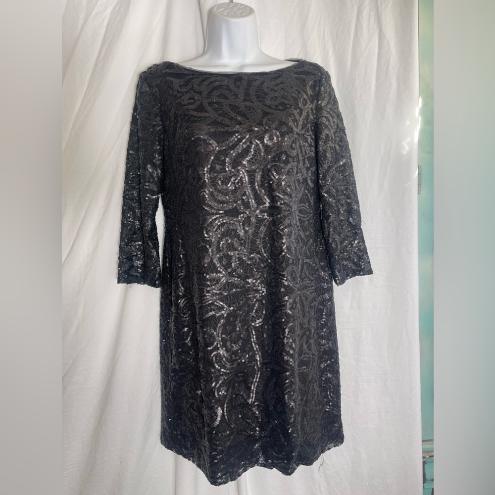 NWT Ralph Lauren size 8 petite stunning black sequin dress‎